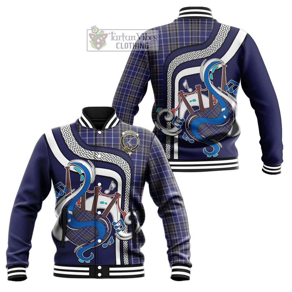 Tartan Vibes Clothing Alexander of Menstry Tartan Baseball Jacket with Epic Bagpipe Style