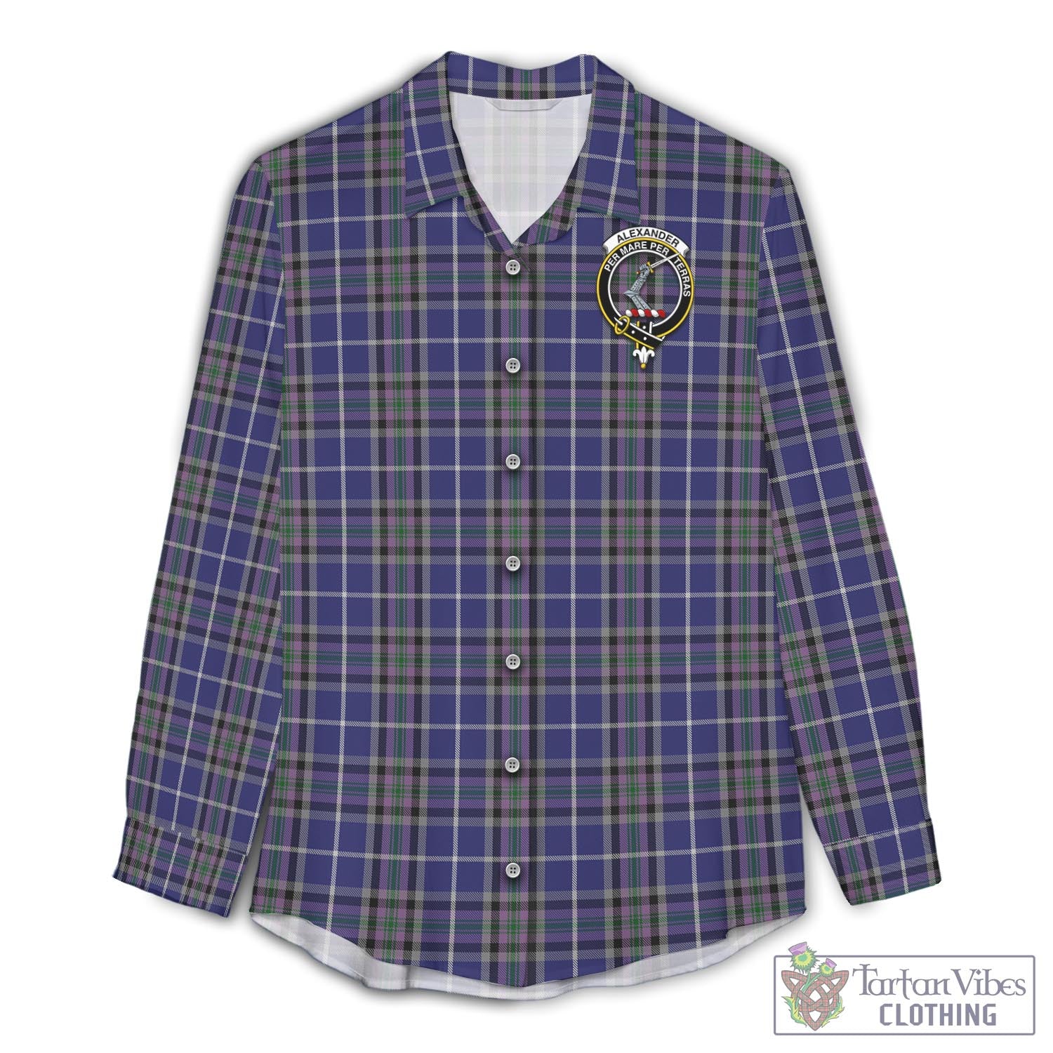 Tartan Vibes Clothing Alexander of Menstry Tartan Womens Casual Shirt with Family Crest