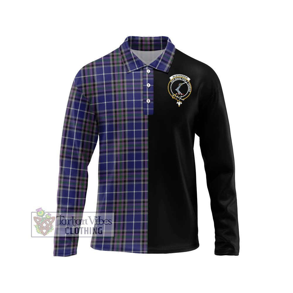 Alexander of Menstry Tartan Long Sleeve Polo Shirt with Family Crest and Half Of Me Style Unisex - Tartanvibesclothing Shop