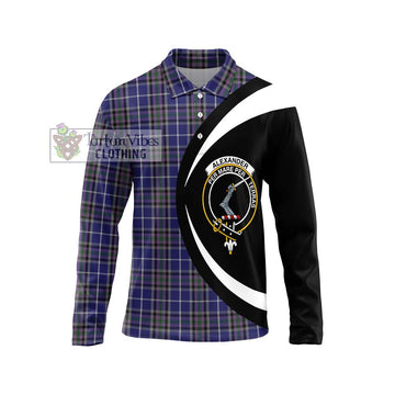 Alexander of Menstry Tartan Long Sleeve Polo Shirt with Family Crest Circle Style