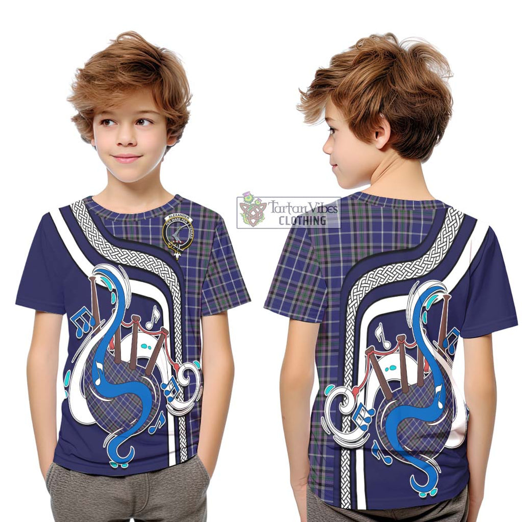 Tartan Vibes Clothing Alexander of Menstry Tartan Kid T-Shirt with Epic Bagpipe Style