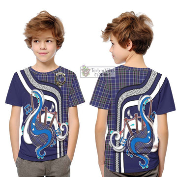 Alexander of Menstry Tartan Kid T-Shirt with Epic Bagpipe Style