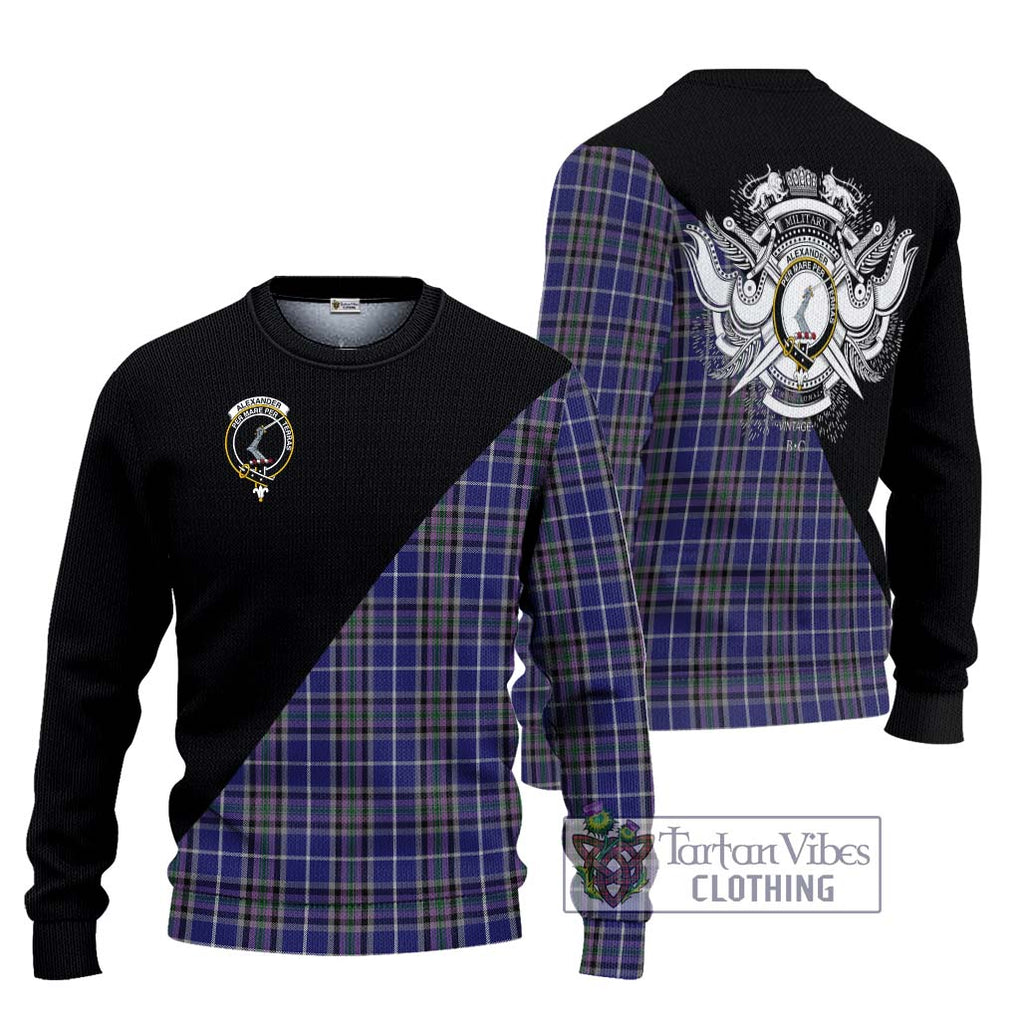 Alexander of Menstry Tartan Knitted Sweater with Family Crest and Military Logo Style Unisex - Tartanvibesclothing Shop