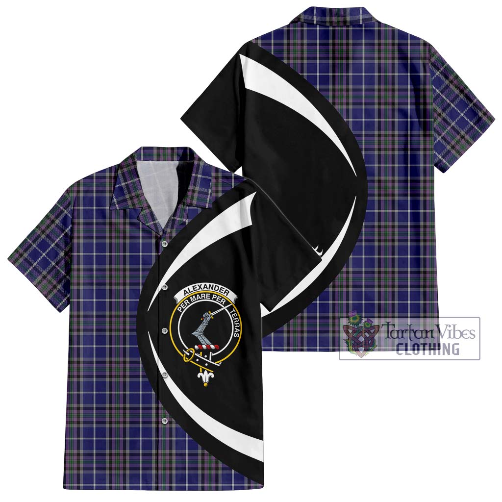 Tartan Vibes Clothing Alexander of Menstry Tartan Short Sleeve Button Up with Family Crest Circle Style