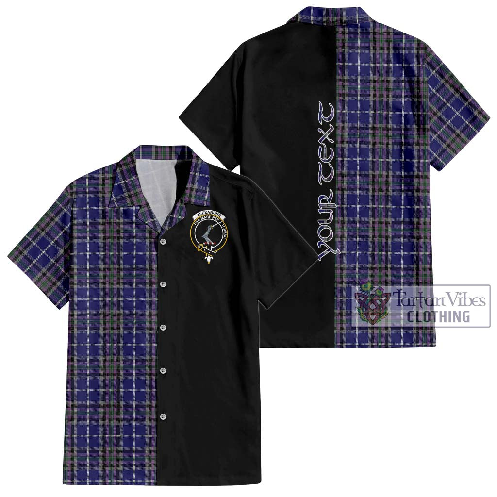 Tartan Vibes Clothing Alexander of Menstry Tartan Short Sleeve Button Shirt with Family Crest and Half Of Me Style