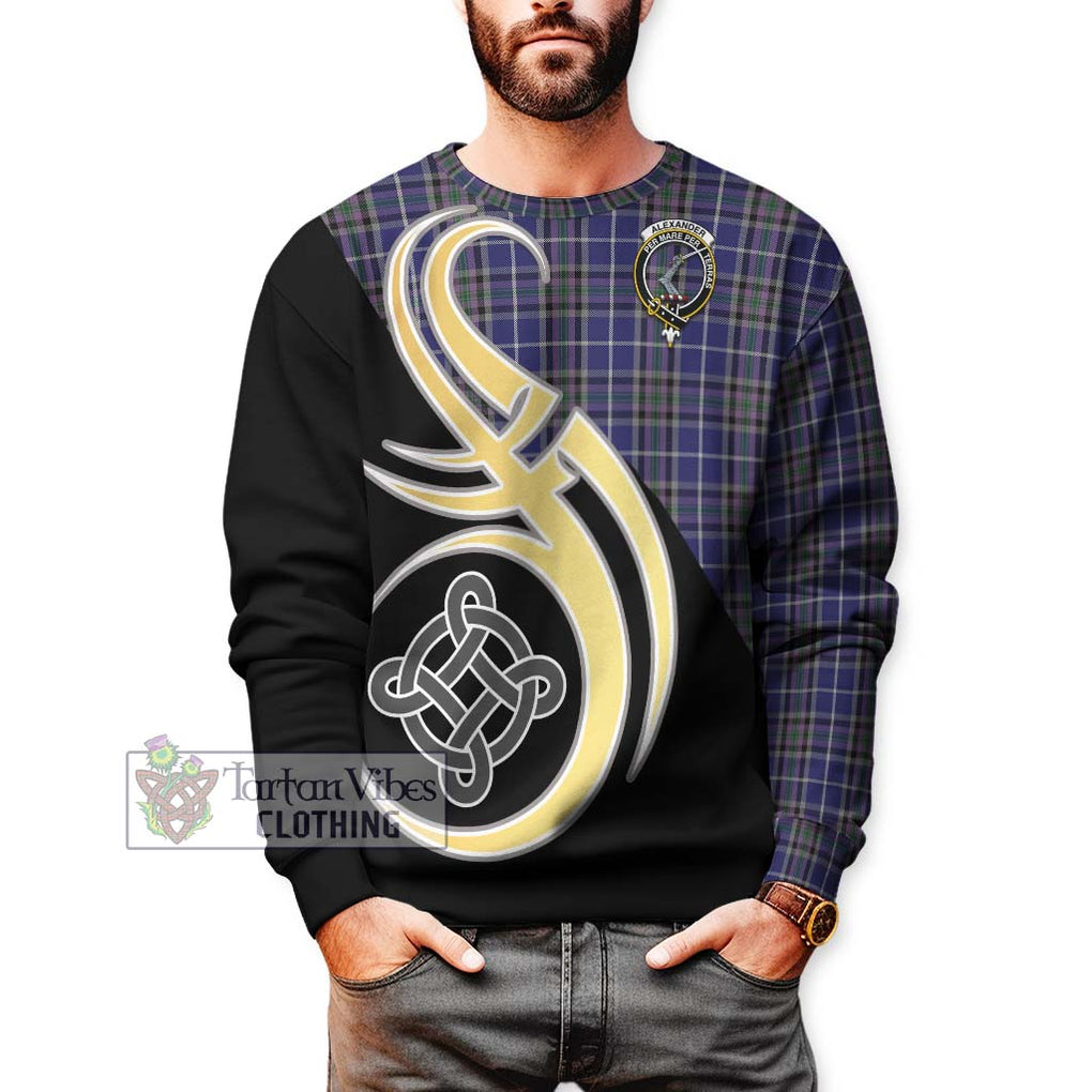 Alexander of Menstry Tartan Sweatshirt with Family Crest and Celtic Symbol Style Unisex - Tartan Vibes Clothing