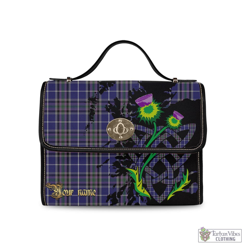 Tartan Vibes Clothing Alexander of Menstry Tartan Waterproof Canvas Bag with Scotland Map and Thistle Celtic Accents