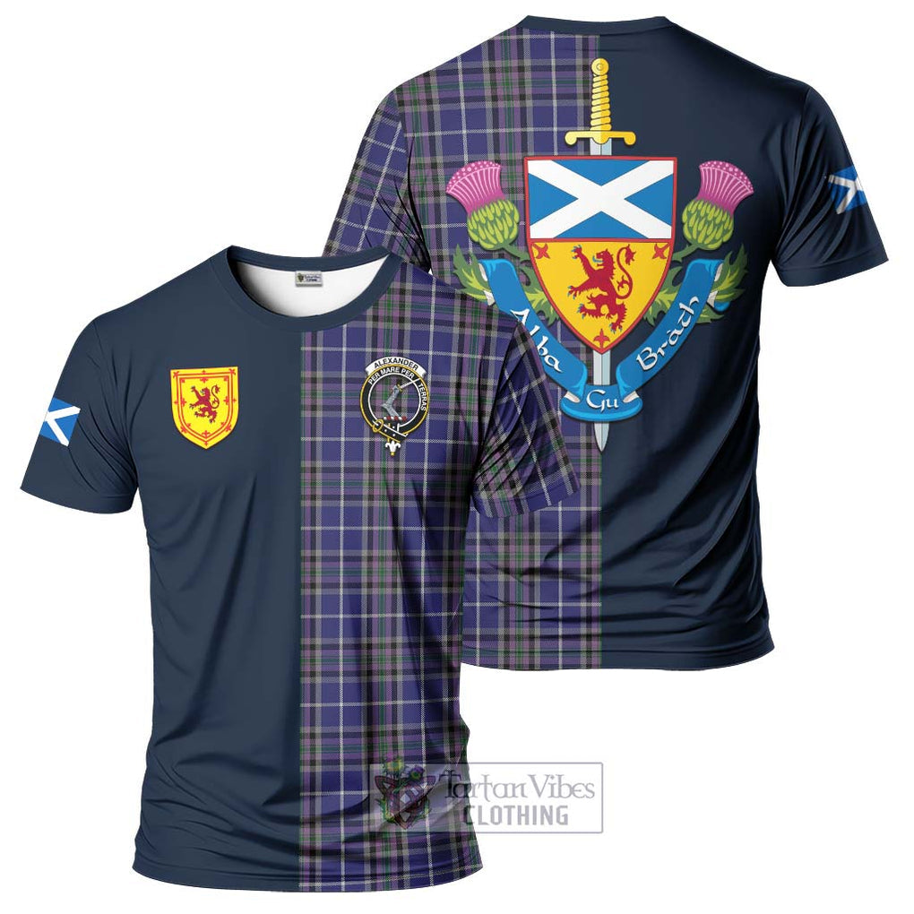 Tartan Vibes Clothing Alexander of Menstry Tartan T-Shirt Alba with Scottish Lion Royal Arm Half Style