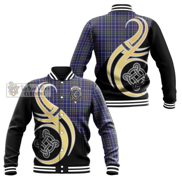 Alexander of Menstry Tartan Baseball Jacket with Family Crest and Celtic Symbol Style