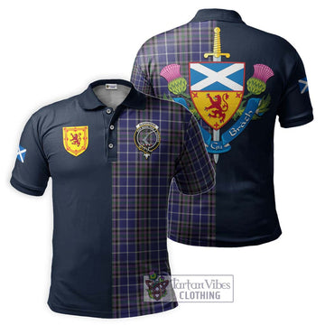 Alexander of Menstry Tartan Polo Shirt Alba with Scottish Lion Royal Arm Half Style