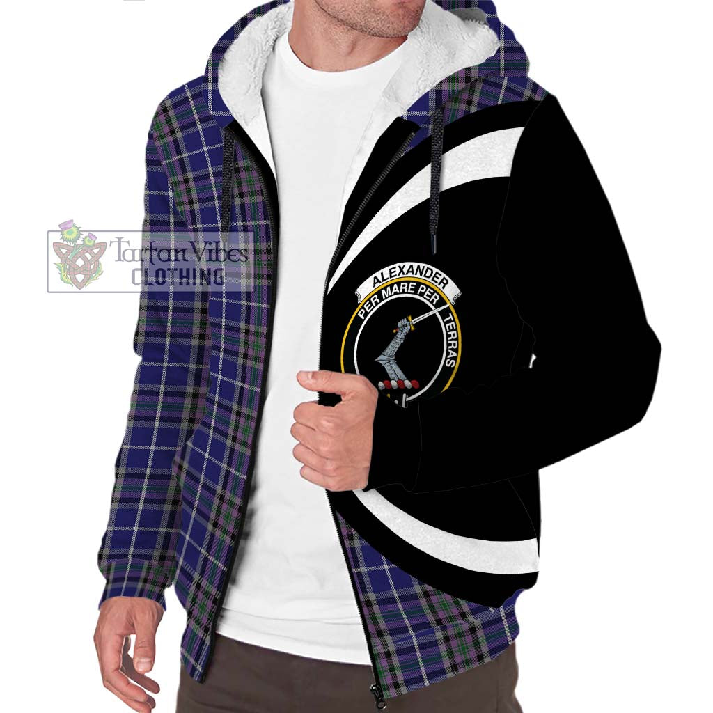 Tartan Vibes Clothing Alexander of Menstry Tartan Sherpa Hoodie with Family Crest Circle Style