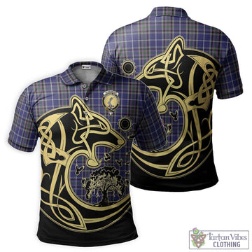 Alexander of Menstry Tartan Polo Shirt with Family Crest Celtic Wolf Style