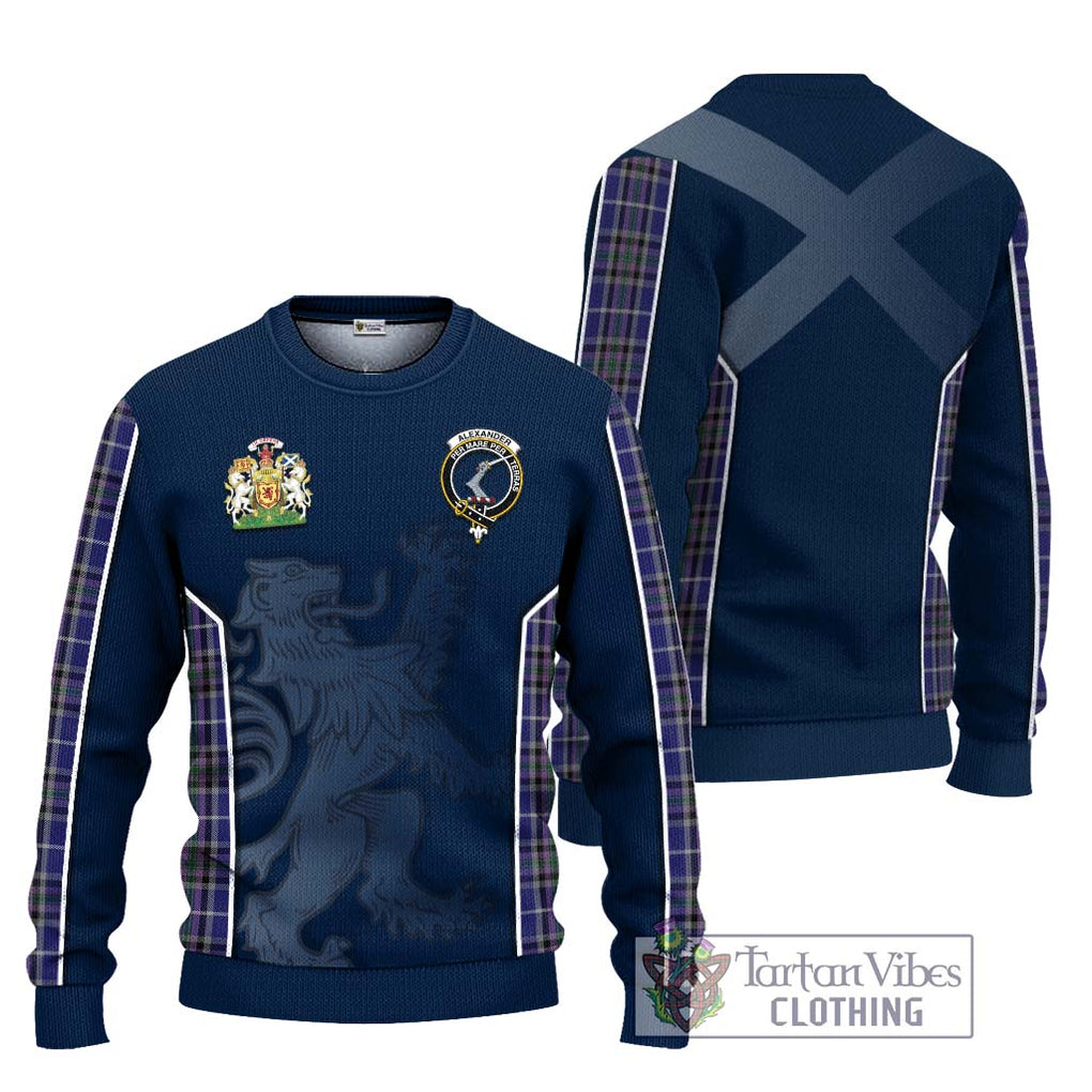 Alexander of Menstry Tartan Knitted Sweater with Family Crest and Lion Rampant Vibes Sport Style Unisex - Tartan Vibes Clothing