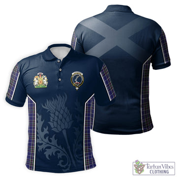 Alexander of Menstry Tartan Men's Polo Shirt with Family Crest and Scottish Thistle Vibes Sport Style