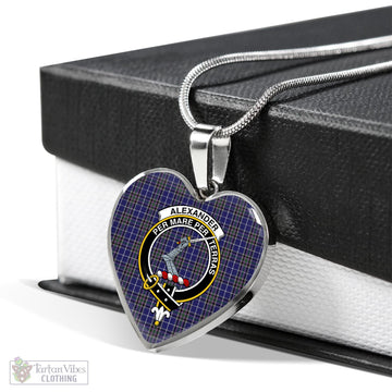 Alexander of Menstry Tartan Heart Necklace with Family Crest