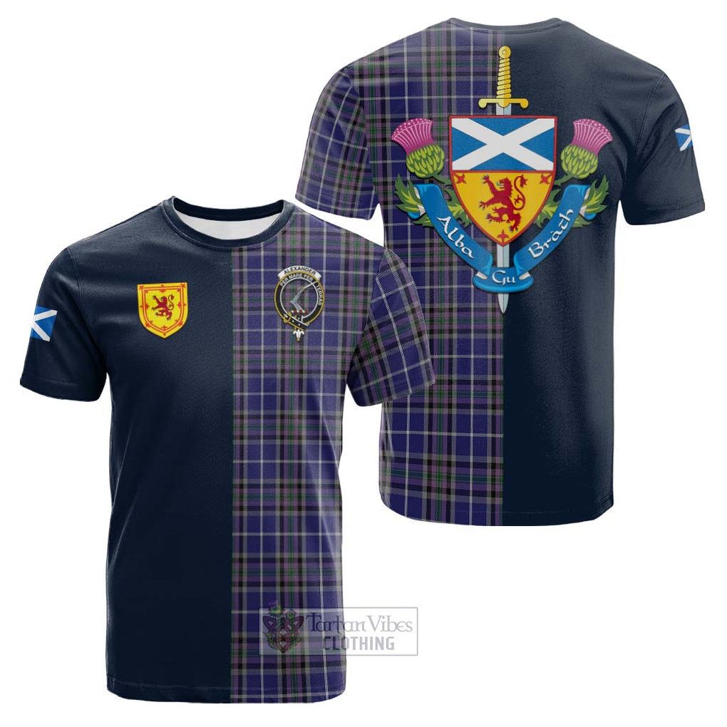 Tartan Vibes Clothing Alexander of Menstry Tartan Cotton T-shirt with Scottish Lion Royal Arm Half Style