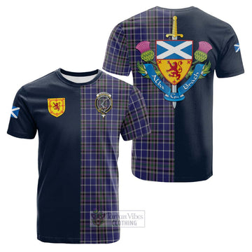 Alexander of Menstry Tartan Cotton T-shirt with Scottish Lion Royal Arm Half Style