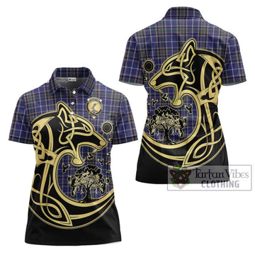 Alexander of Menstry Tartan Women's Polo Shirt with Family Crest Celtic Wolf Style