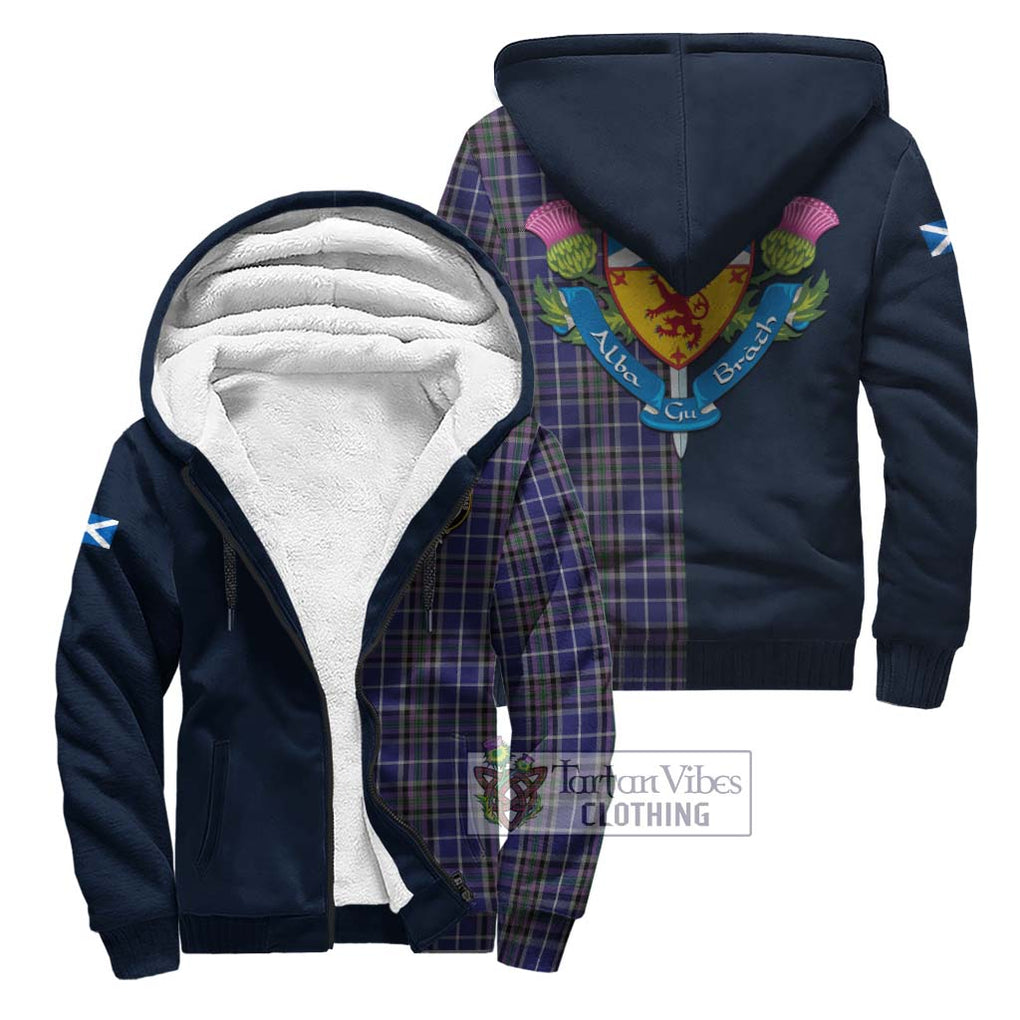 Tartan Vibes Clothing Alexander of Menstry Tartan Sherpa Hoodie with Scottish Lion Royal Arm Half Style