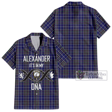 Alexander of Menstry Tartan Short Sleeve Button Shirt with Family Crest DNA In Me Style