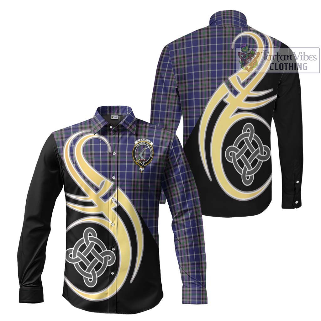 Alexander of Menstry Tartan Long Sleeve Button Shirt with Family Crest and Celtic Symbol Style Men's Shirt S - Tartan Vibes Clothing