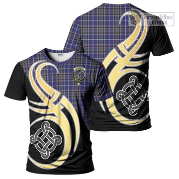 Alexander of Menstry Tartan T-Shirt with Family Crest and Celtic Symbol Style