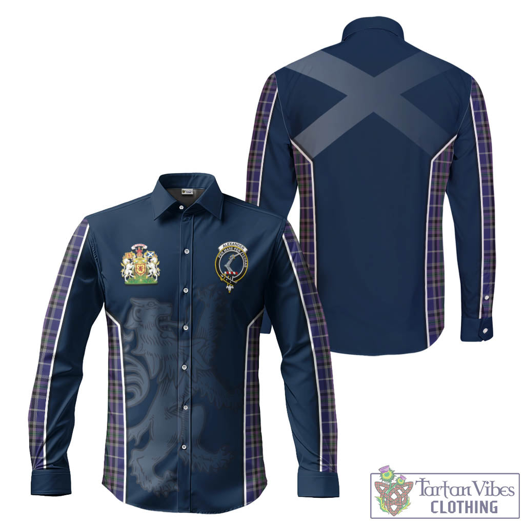 Tartan Vibes Clothing Alexander of Menstry Tartan Long Sleeve Button Up Shirt with Family Crest and Lion Rampant Vibes Sport Style