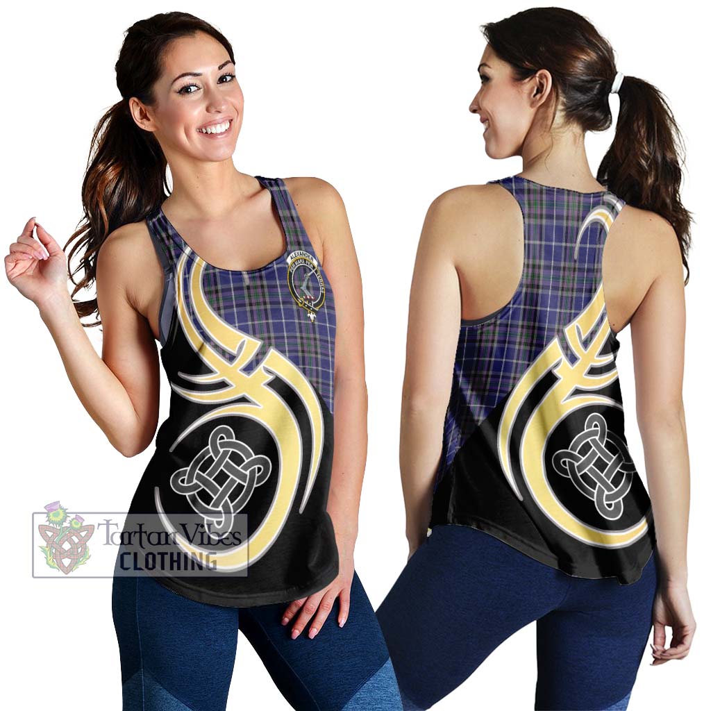 Tartan Vibes Clothing Alexander of Menstry Tartan Women's Racerback Tanks with Family Crest and Celtic Symbol Style