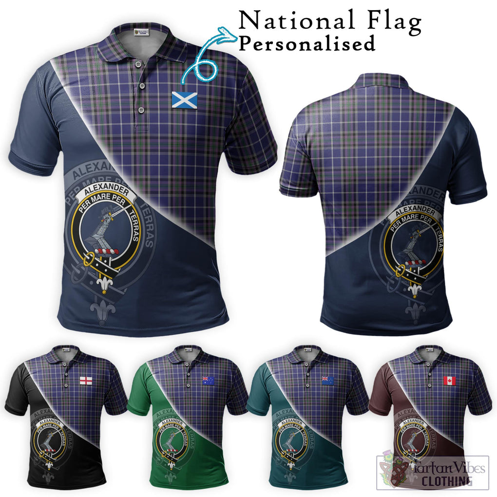 Alexander of Menstry Tartan Polo Shirt with Personalised National Flag and Family Crest Half Style Maroon - Tartanvibesclothing Shop