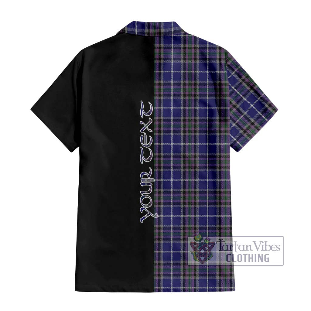 Tartan Vibes Clothing Alexander of Menstry Tartan Short Sleeve Button Shirt with Family Crest and Half Of Me Style