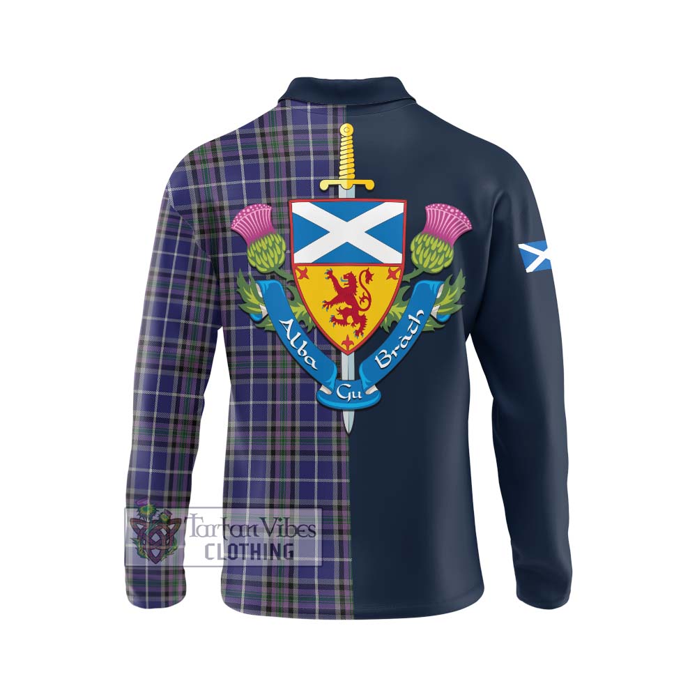 Tartan Vibes Clothing Alexander of Menstry Tartan Long Sleeve Polo Shirt with Scottish Lion Royal Arm Half Style