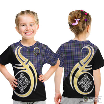 Alexander of Menstry Tartan Kid T-Shirt with Family Crest and Celtic Symbol Style