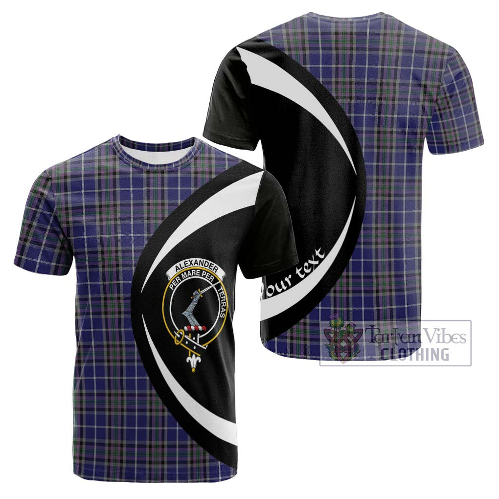 Tartan Vibes Clothing Alexander of Menstry Tartan Cotton T-shirt with Family Crest Circle Style