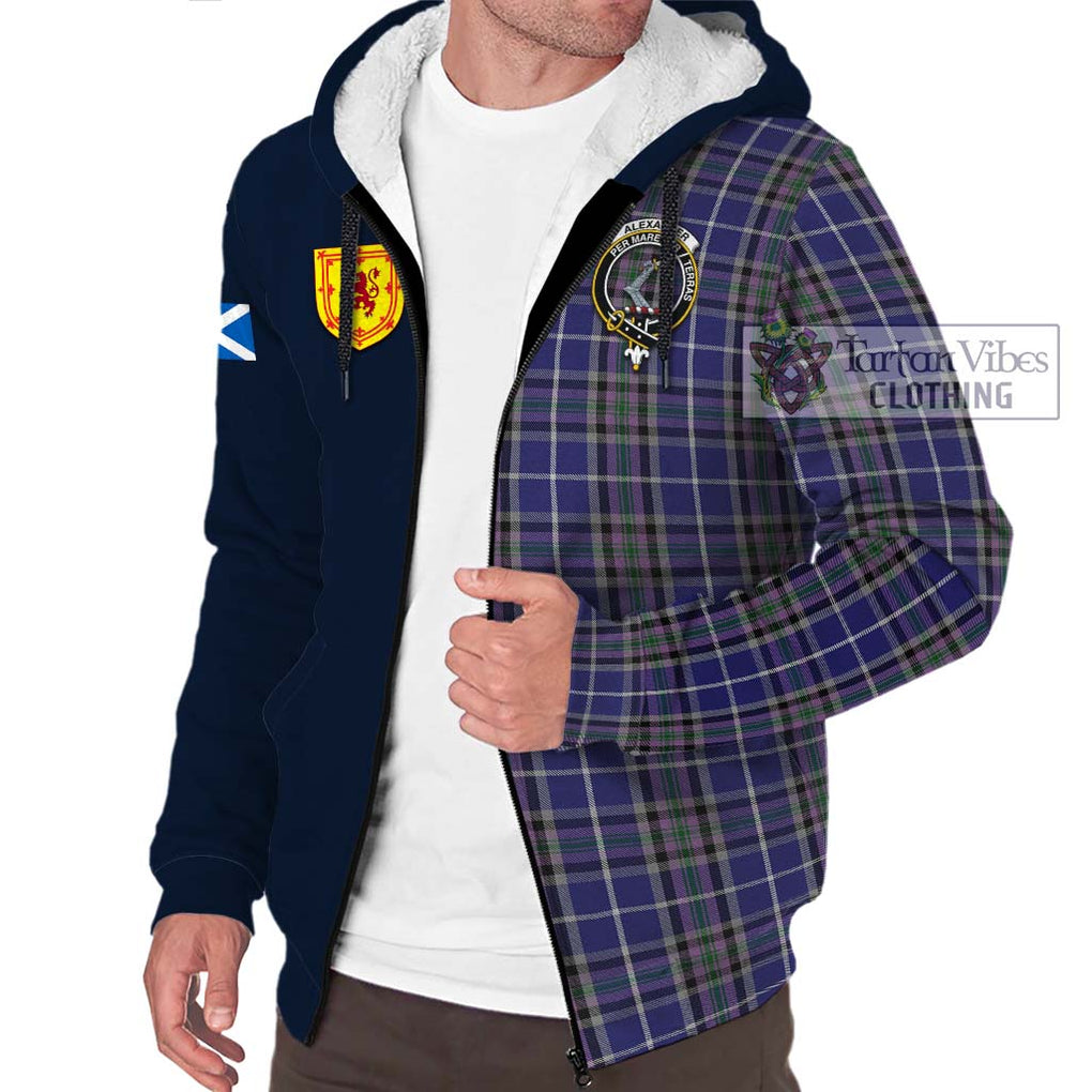 Tartan Vibes Clothing Alexander of Menstry Tartan Sherpa Hoodie with Scottish Lion Royal Arm Half Style