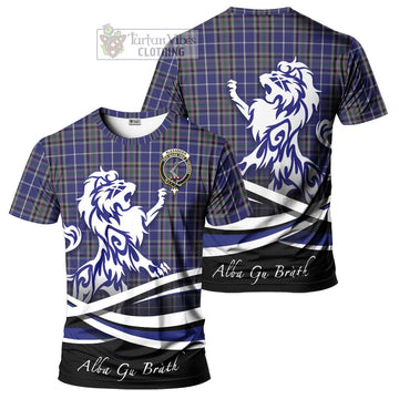 Alexander of Menstry Tartan Cotton T-shirt with Alba Gu Brath Regal Lion Emblem