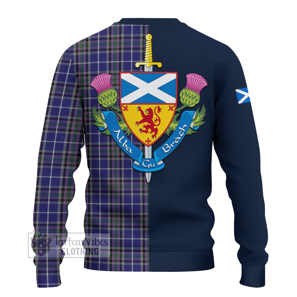 Tartan Vibes Clothing Alexander of Menstry Tartan Knitted Sweater with Scottish Lion Royal Arm Half Style