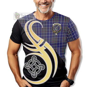 Alexander of Menstry Tartan T-Shirt with Family Crest and Celtic Symbol Style