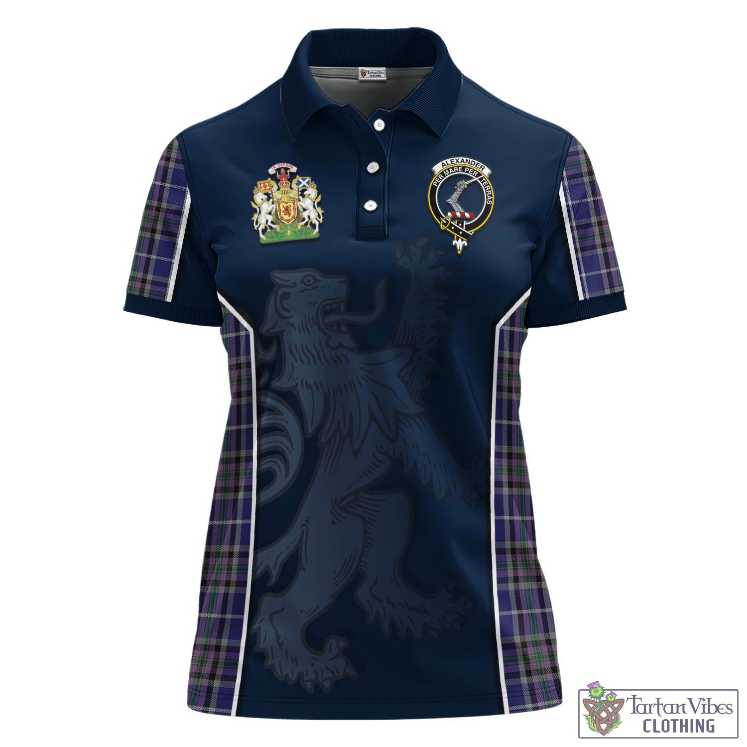 Alexander of Menstry Tartan Women's Polo Shirt with Family Crest and Lion Rampant Vibes Sport Style - Tartan Vibes Clothing