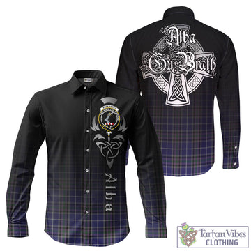 Alexander of Menstry Tartan Long Sleeve Button Up Featuring Alba Gu Brath Family Crest Celtic Inspired