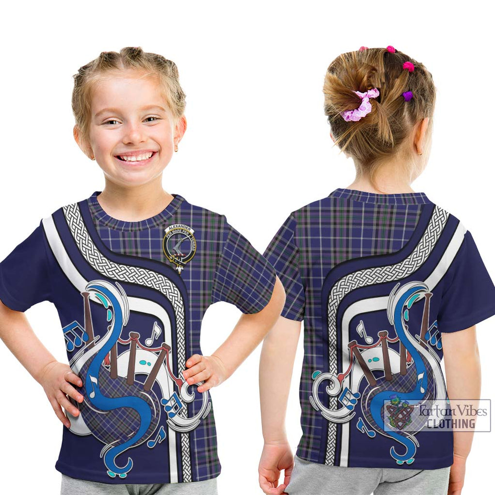 Tartan Vibes Clothing Alexander of Menstry Tartan Kid T-Shirt with Epic Bagpipe Style