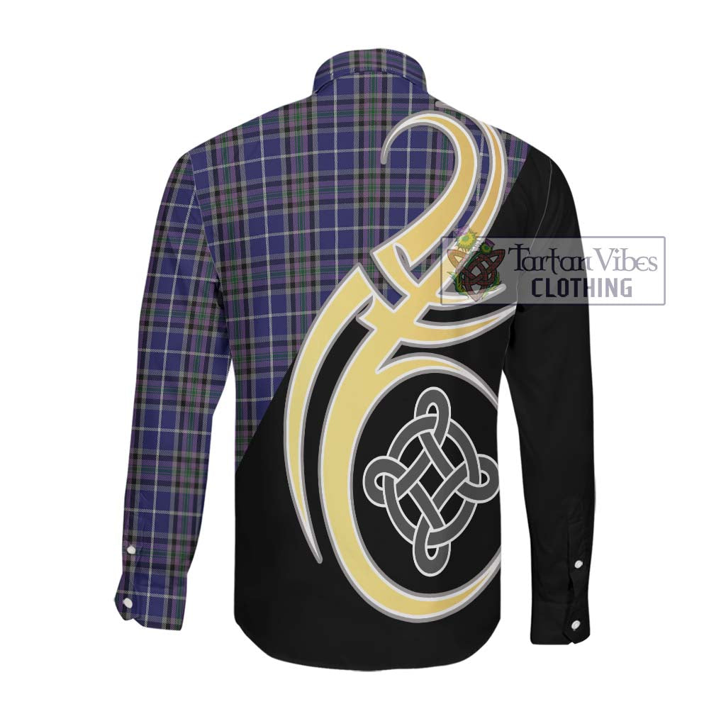 Alexander of Menstry Tartan Long Sleeve Button Shirt with Family Crest and Celtic Symbol Style Men's Shirt - Tartan Vibes Clothing