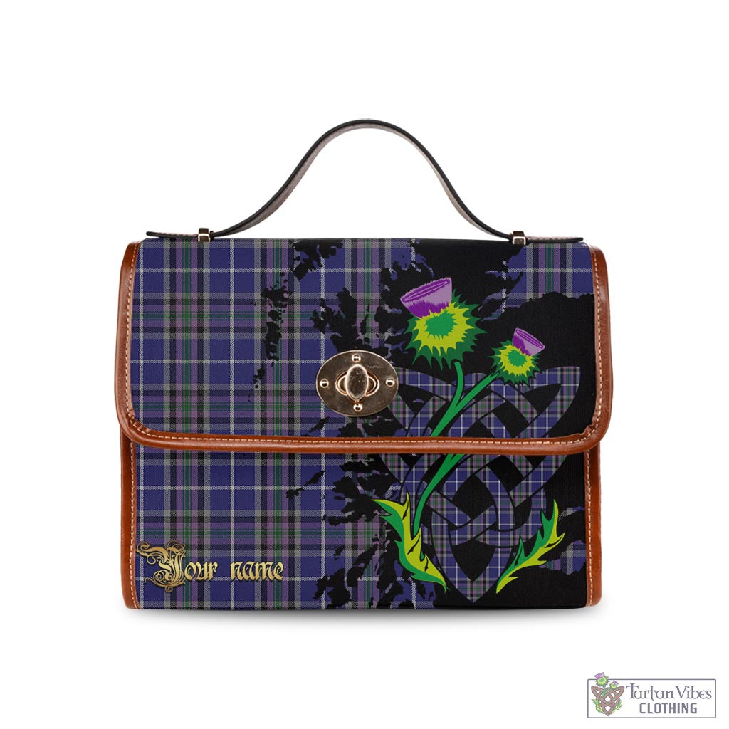 Tartan Vibes Clothing Alexander of Menstry Tartan Waterproof Canvas Bag with Scotland Map and Thistle Celtic Accents