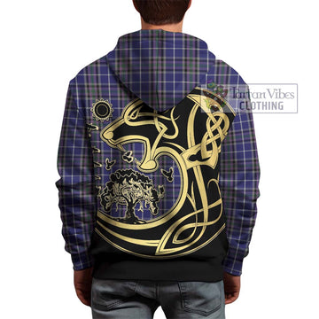 Alexander of Menstry Tartan Hoodie with Family Crest Celtic Wolf Style