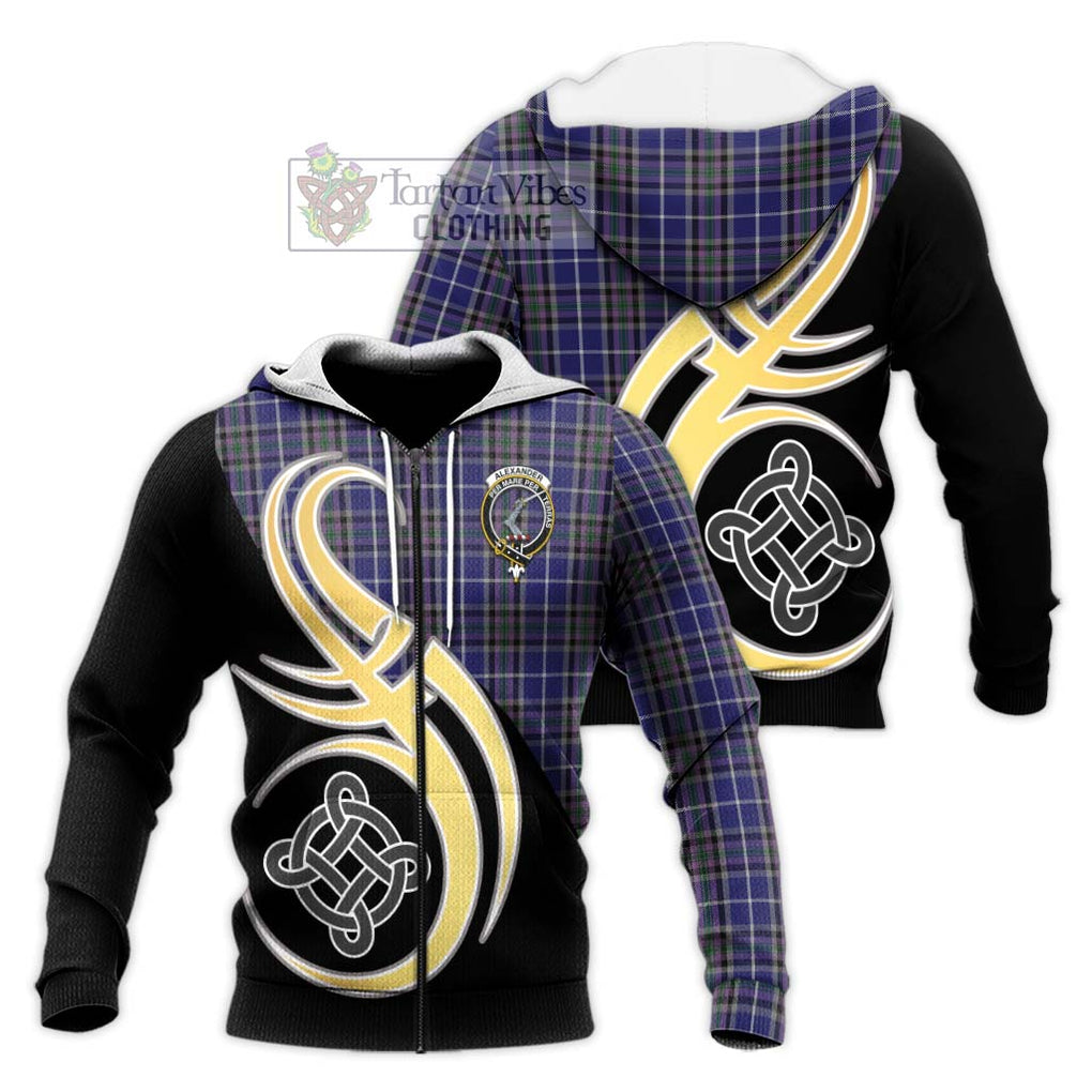 Alexander of Menstry Tartan Knitted Hoodie with Family Crest and Celtic Symbol Style Unisex Knitted Zip Hoodie - Tartan Vibes Clothing