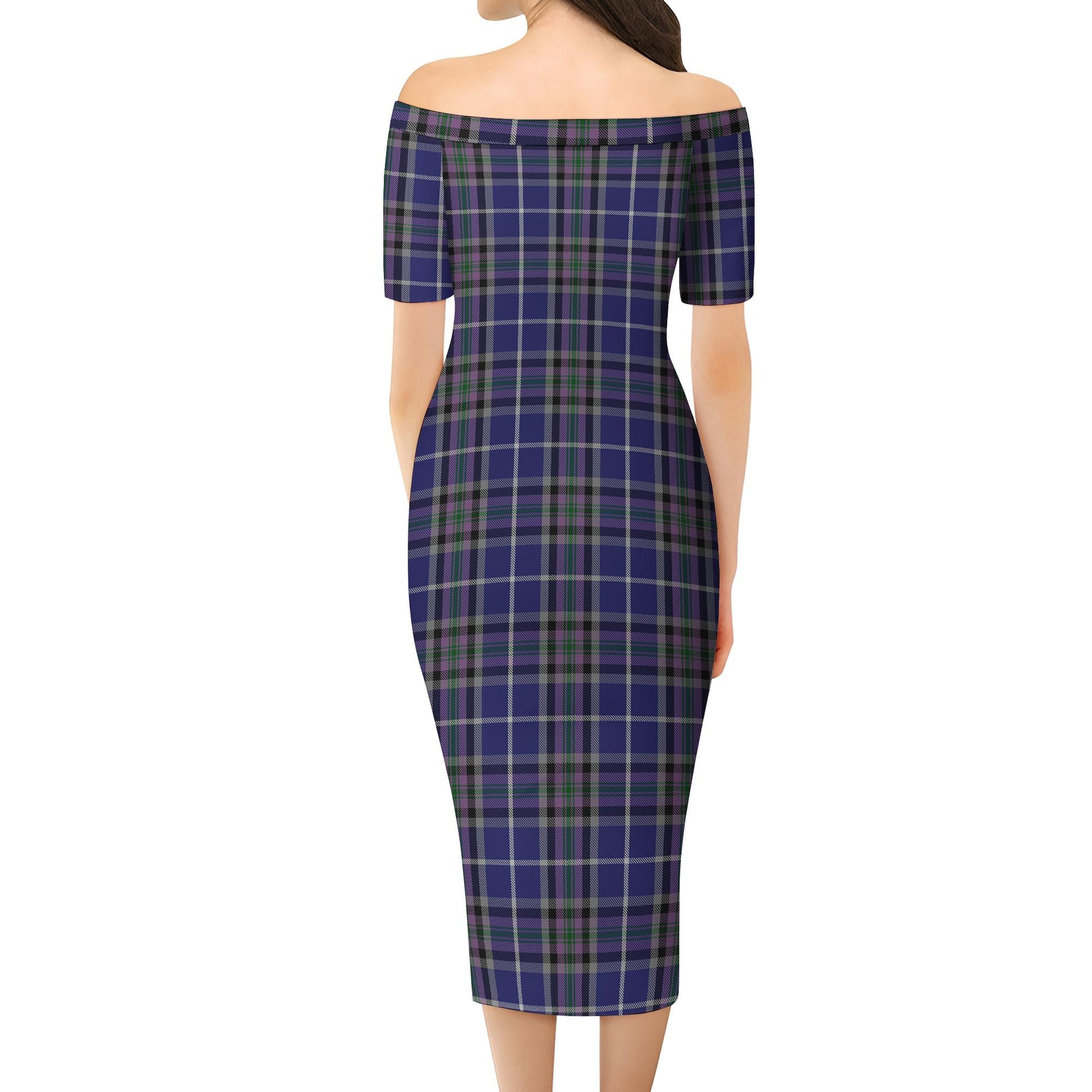 Alexander of Menstry Tartan Off Shoulder Lady Dress - Tartanvibesclothing