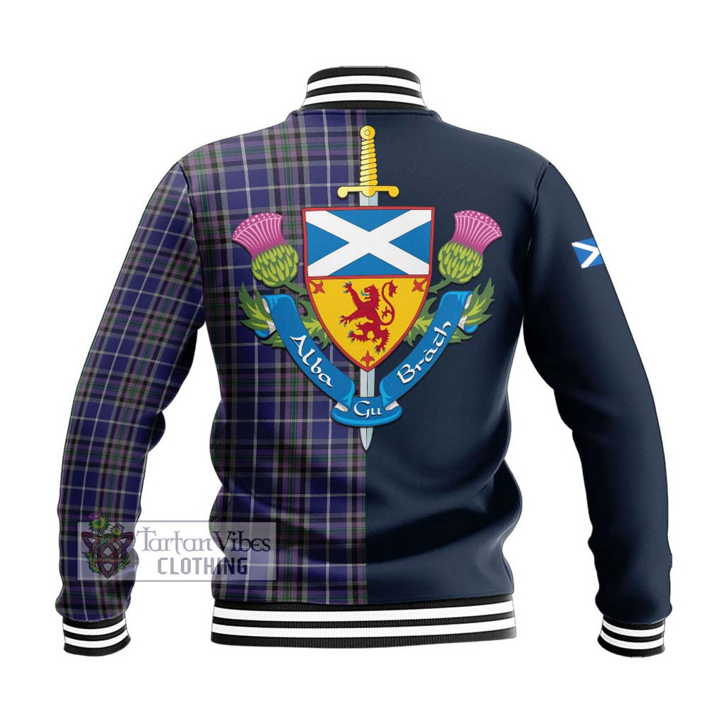 Tartan Vibes Clothing Alexander of Menstry Tartan Baseball Jacket with Scottish Lion Royal Arm Half Style