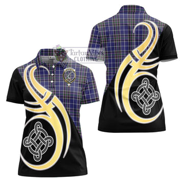 Alexander of Menstry Tartan Women's Polo Shirt with Family Crest and Celtic Symbol Style