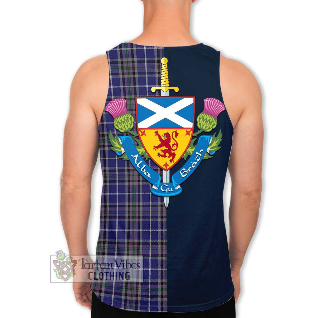 Tartan Vibes Clothing Alexander of Menstry Tartan Men's Tank Top with Scottish Lion Royal Arm Half Style