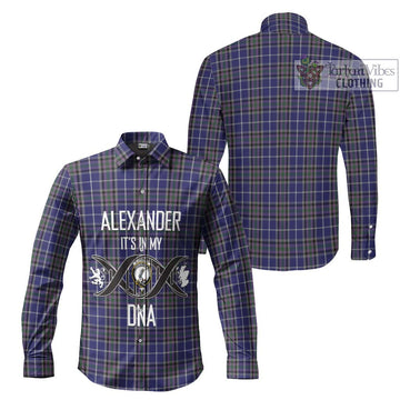 Alexander of Menstry Tartan Long Sleeve Button Shirt with Family Crest DNA In Me Style