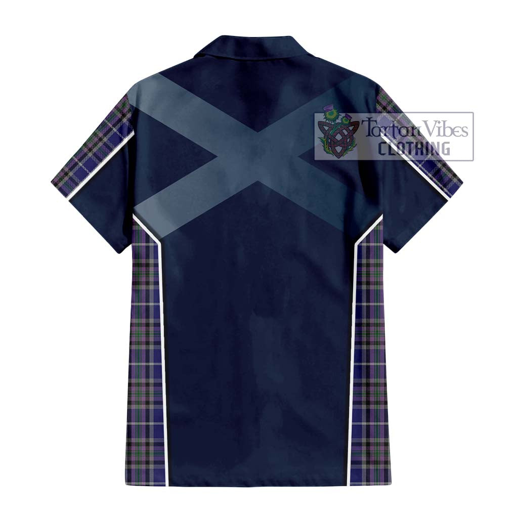 Tartan Vibes Clothing Alexander of Menstry Tartan Short Sleeve Button Shirt with Family Crest and Lion Rampant Vibes Sport Style